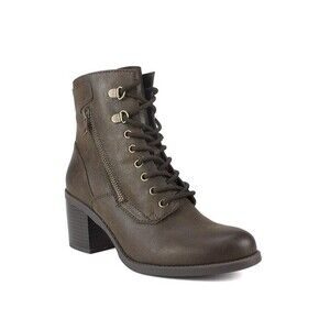 White Mountain Womens 7.5 W Dark Brown Faux Leather Lace Up Booties DISPLAY FQ3